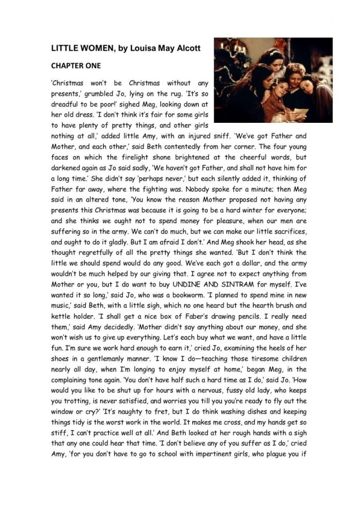 Image illustrating an excerpt from Louisa May Alcott's novel highlighting the impact of word selection Targeted Reading Skills Practice worksheet focusing on word choice in Little Women for sixth graders