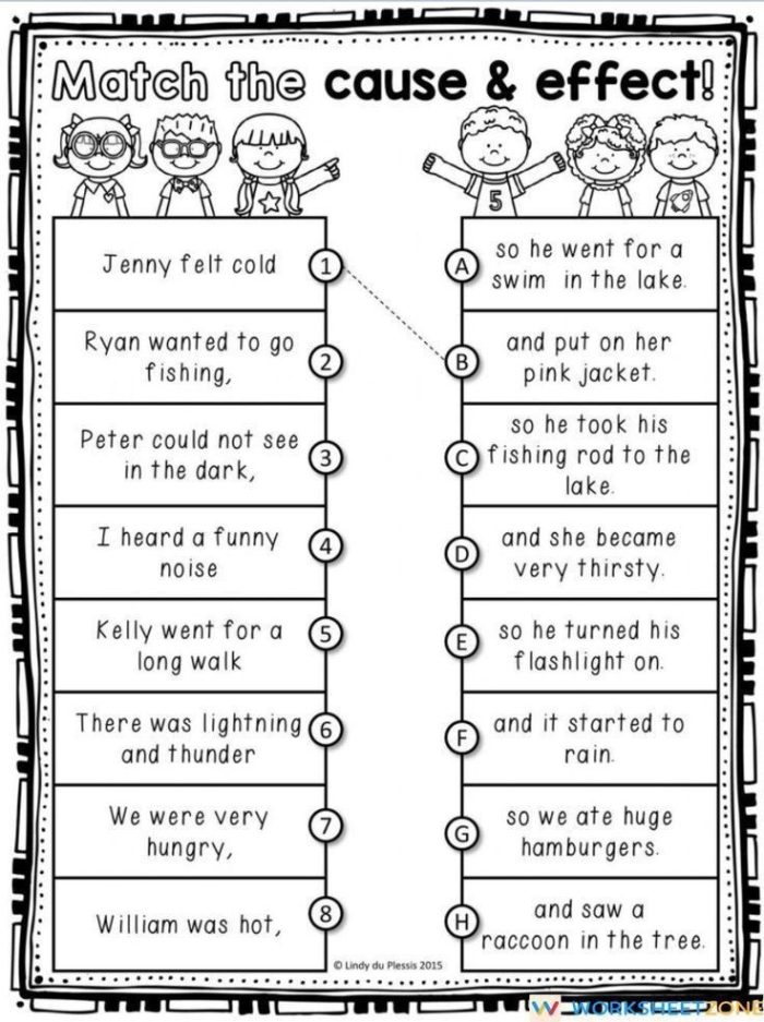 Targeted Reading Skills Practice: Cause and Effect in Walk Two Moons Worksheet Image 8 Worksheet showcasing cause and effect analysis from Walk Two Moons for fifth graders