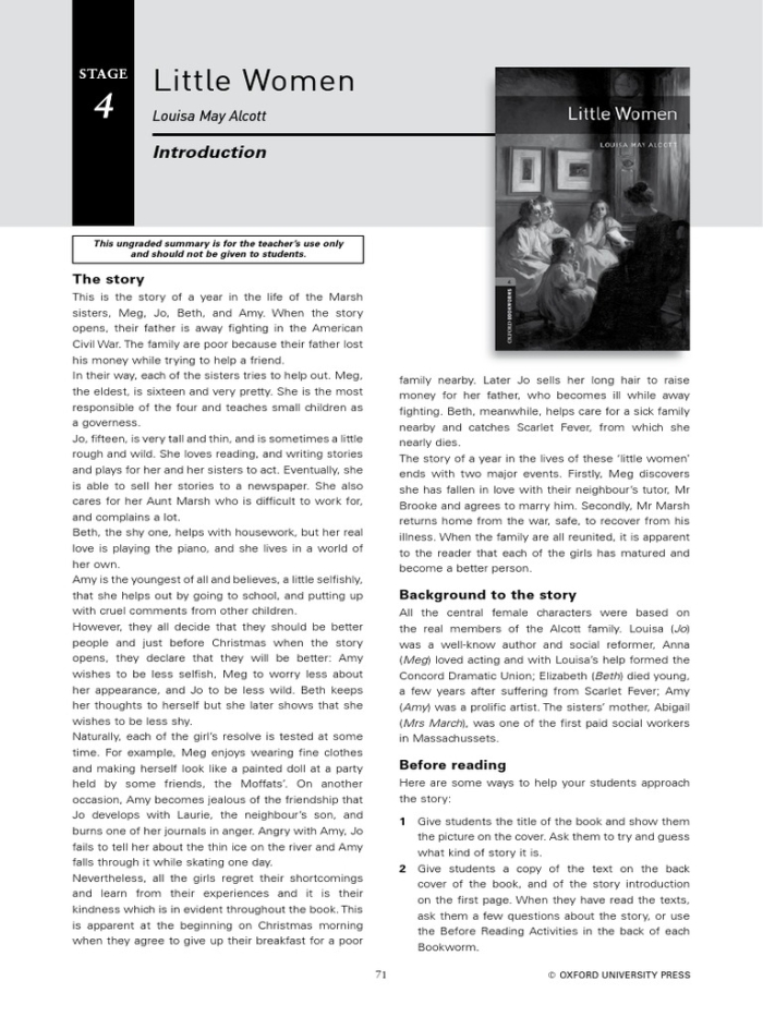 Targeted Reading Skills Practice: Word Choice in Little Women worksheet image Worksheet analyzing word choice in Little Women for sixth graders