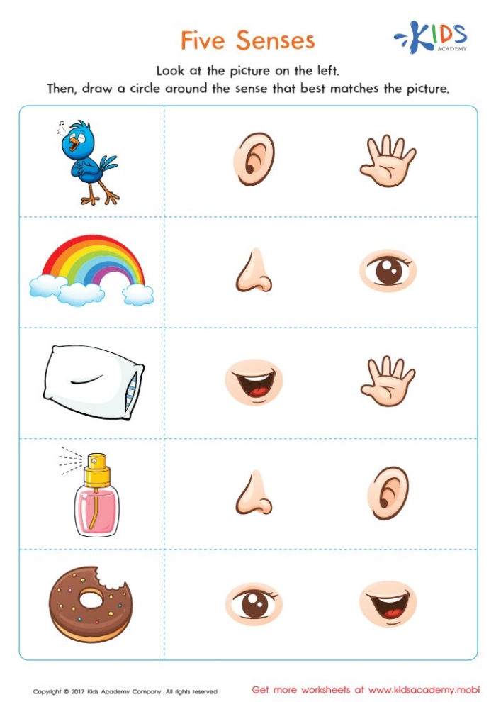 Engaging activity for kids to explore tastes through word association Taste matching worksheet for kindergarten students learning about the five senses