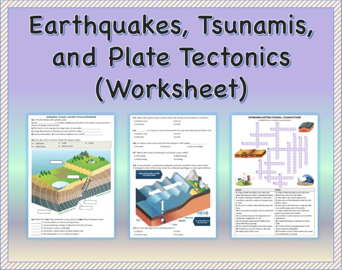 Sixth grade science worksheet focused on comparing tectonic plate boundaries and geological events