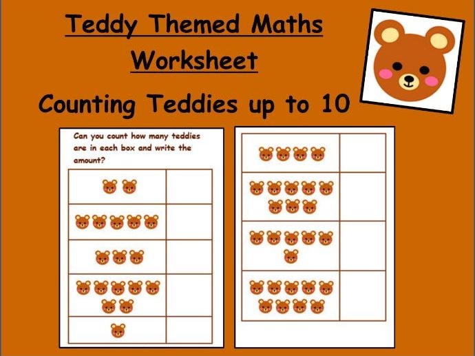 Pre-K counting worksheet featuring cute teddy bears for students to color and count