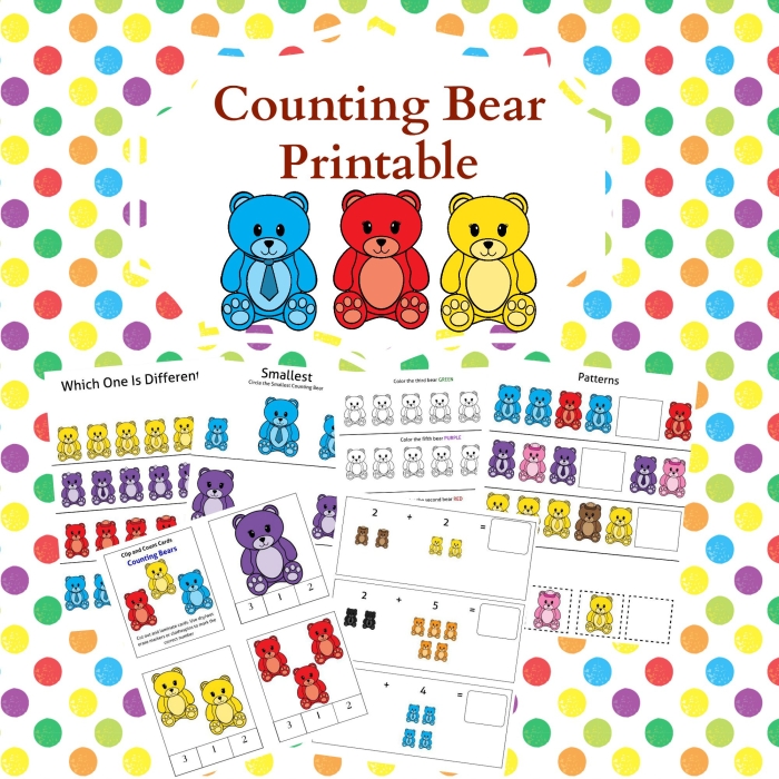 Teddy bear counting worksheet for preschoolers to enhance observation skills