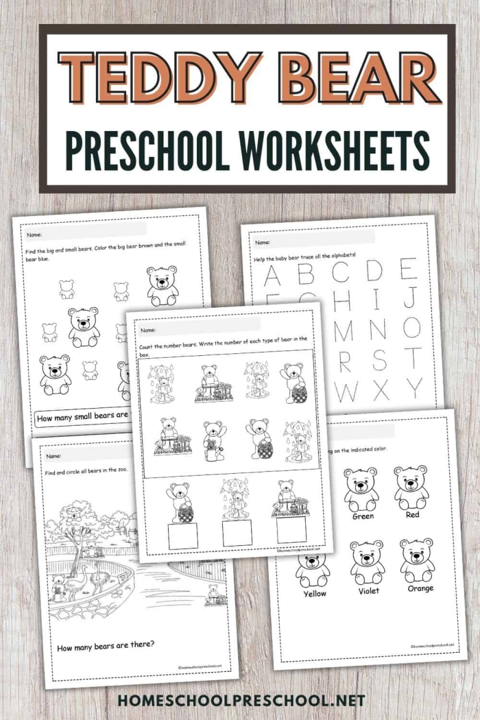 Pre-K students counting teddy bears on a fun coloring worksheet number 15