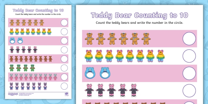 Teddy bear counting worksheet for preschool children to enhance number skills