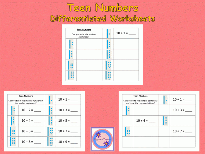 Fun image of a number train to help kids learn ordering numbers Colorful Teen Number Train worksheet for kindergarten division practice