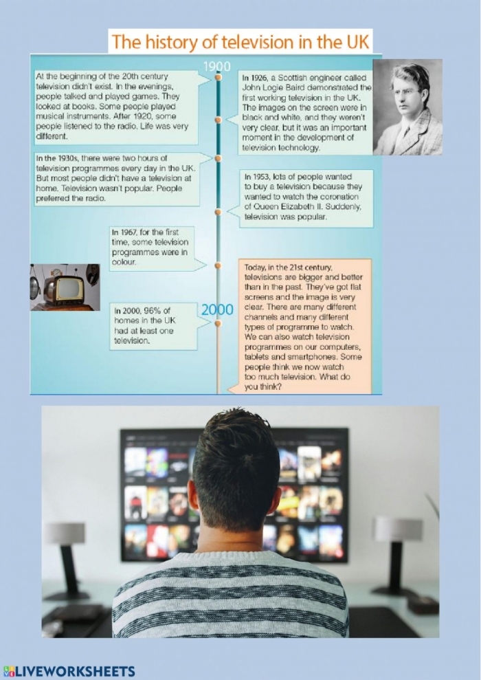 History of Television Worksheet Number Nine Fifth grade students learn about the history of television through a grammar and mechanics worksheet