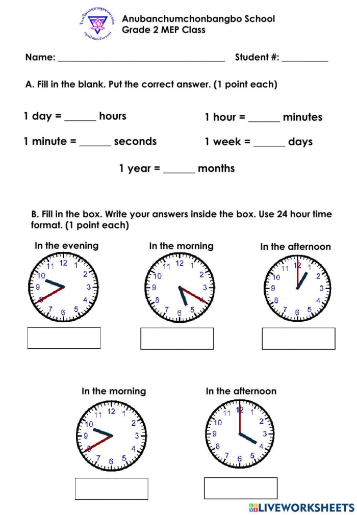 Time Quiz Worksheet Number 22 for First Grade Multiplication Practice First grade students practicing telling time on an analog clock with a fill in the bubble worksheet