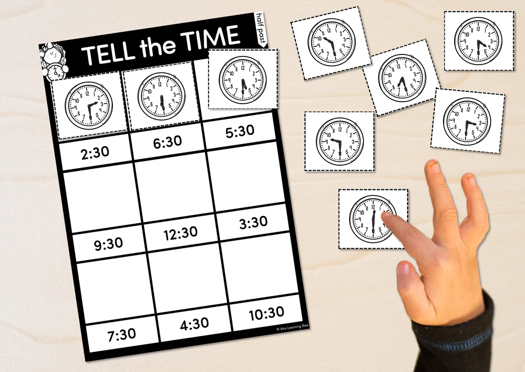 Telling Time: Morning Activities worksheet for first graders Worksheet image showing students matching analog and digital clocks for morning activities