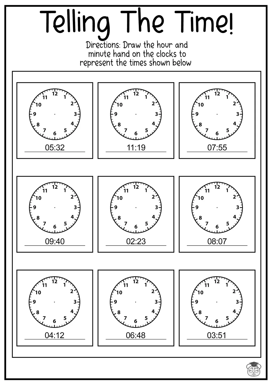 Telling Time: Morning Activities worksheet for first grade students Worksheet featuring morning activities and time-telling practice for first graders