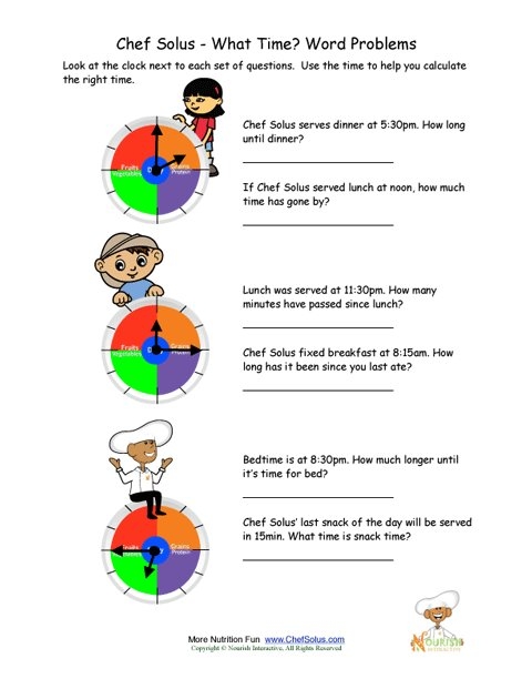 Telling Time: Word Problems at the Library worksheet for Third Grade