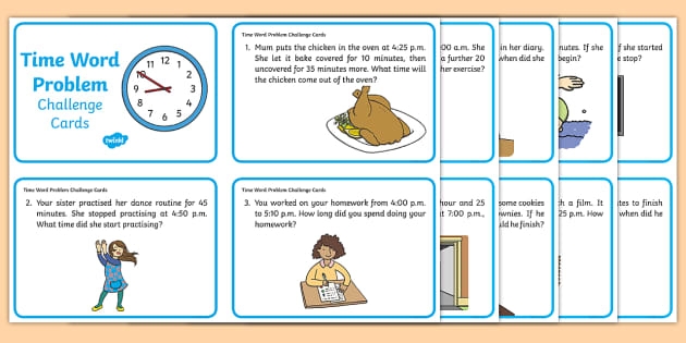 Telling Time: Word Problems at the Library worksheet for Third Grade