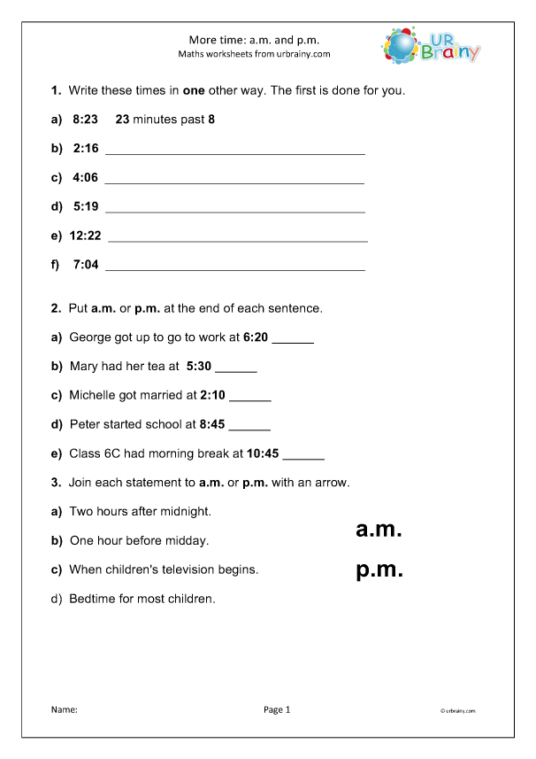 Arabic worksheet for Second Grade Worksheet for second graders to learn a.m. and p.m. by identifying events in time. Telling Time: A.M. or P.M.? worksheet for Arabic learners.