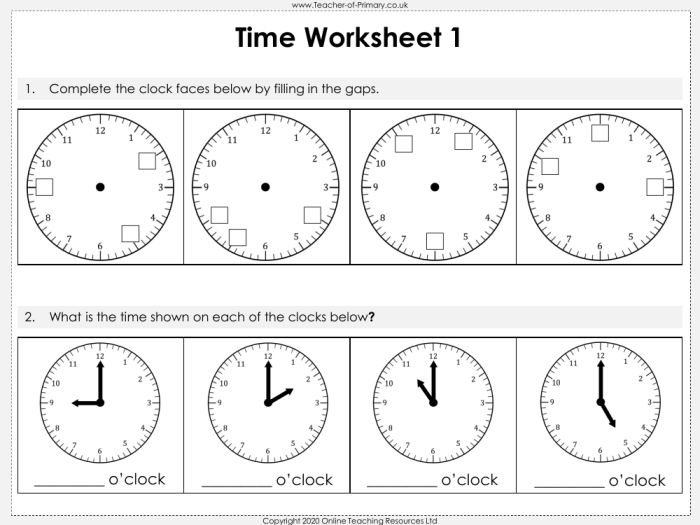 Image of a kindergarten worksheet featuring Melissa Mouse helping kids learn to tell time with an analog clock