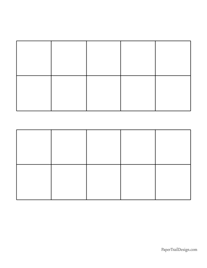 Printable ten frame worksheet activity 24 for early learners developing foundational math concepts Ten frame counting mat with empty boxes for pre-kindergarten students to practice number recognition and counting skills
