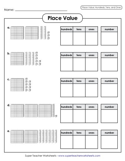 First grade math worksheet focusing on tens and ones place value practice