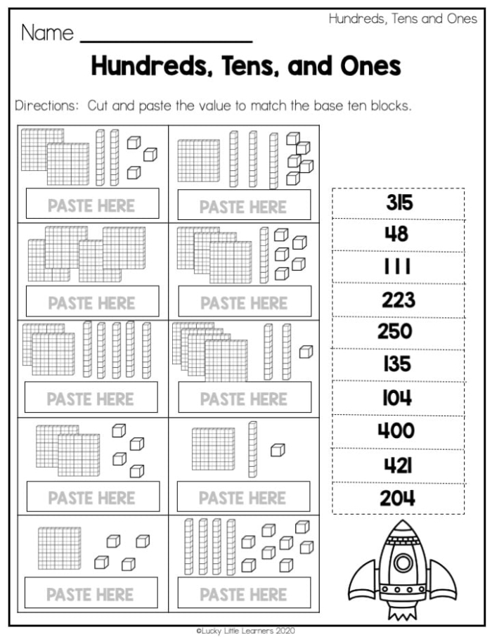 Place Value worksheet for first graders focusing on tens and ones comprehension