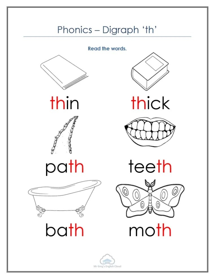 Letter Book TH Worksheet Activity for Early Learners 19 Preschool student identifying TH words in a printable letter book activity