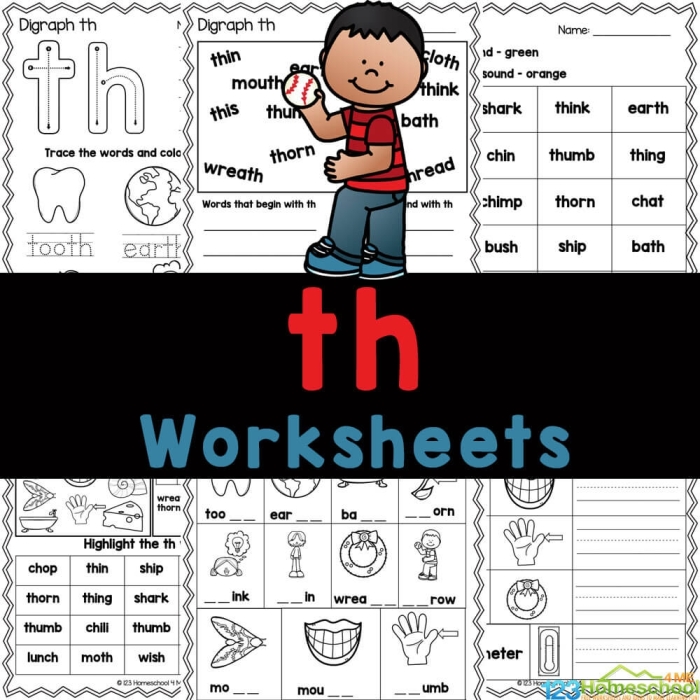 Interactive Letter Book TH worksheet for early learners in Pre-K and Kindergarten Worksheet featuring a fun activity for preschoolers to find words that begin with the th sound