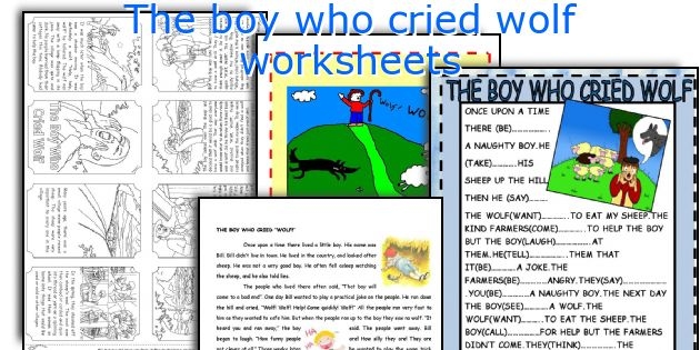 Illustration of a worksheet for "The Boy Who Cried Wolf" story map for second graders