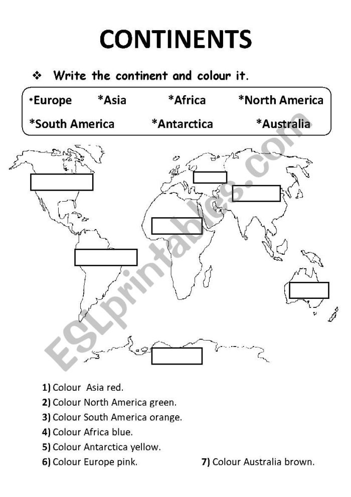 Third grade students unscramble names of the seven continents on this engaging geography worksheet