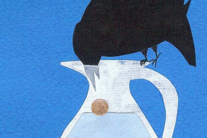 Worksheet featuring The Crow and the Jug, designed for second-grade algebra students