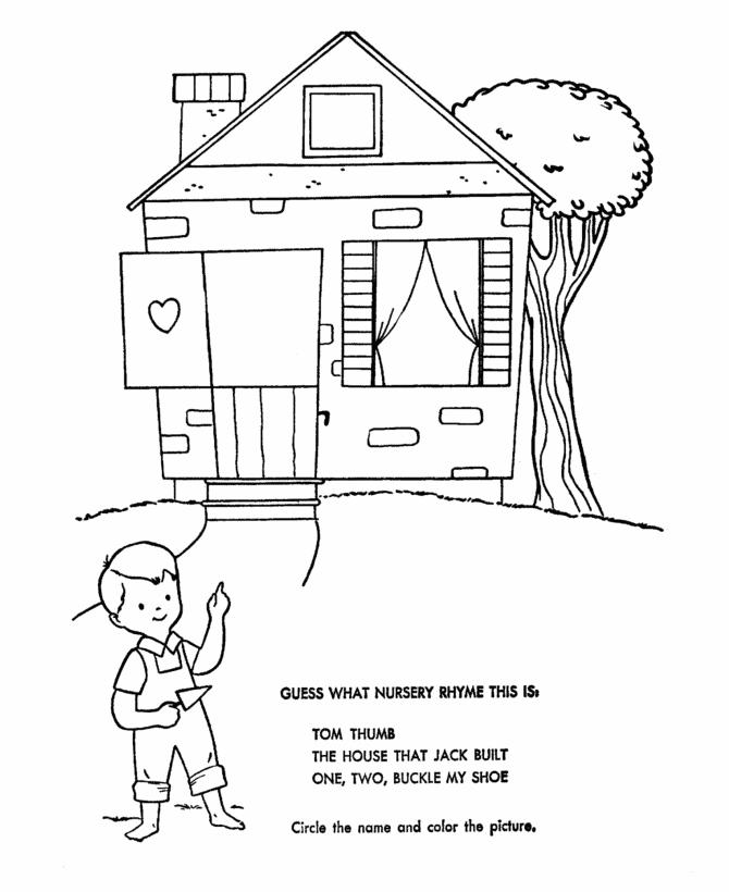 Engaging reading comprehension activity based on a classic nursery rhyme A colorful worksheet featuring "The House that Jack Built" for kindergarten students