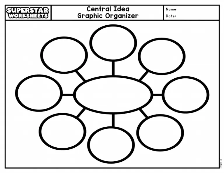 Worksheet for sixth graders to identify themes in literature using a graphic organizer