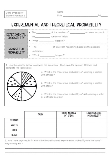 Seventh grade math worksheet focused on calculating theoretical probability and making predictions number twenty-three
