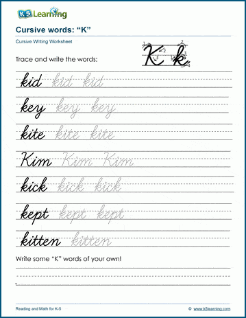 Pre-K worksheet page featuring various illustrations of objects that begin with the letter K