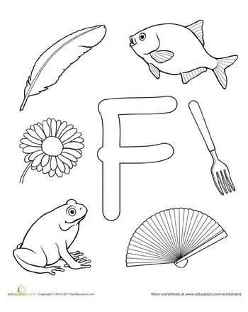 Worksheet featuring various items that start with the letter F for phonics practice