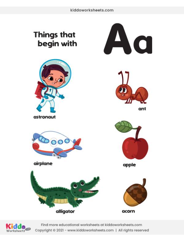 Pre-K worksheet page featuring various illustrations for children to identify objects that start with the letter I