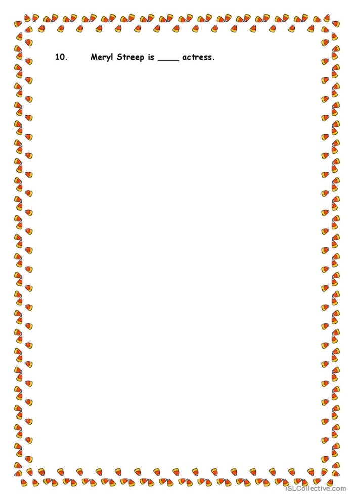 Writing worksheet for Third Grade A colorful worksheet designed for third graders to practice using "a" and "an" correctly. Educational resource for teaching determiners in English grammar.