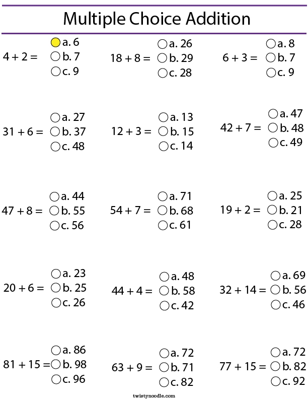Engaging addition practice for third graders to enhance their skills Third grade addition worksheet featuring multiple choice math problems