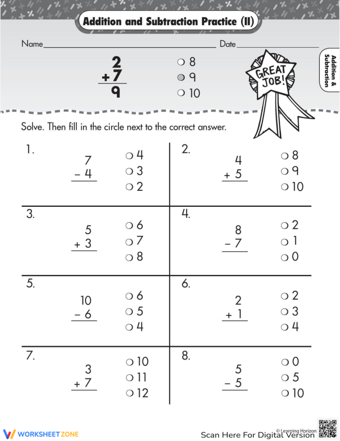 Engaging addition practice for third graders in this worksheet image Third grade addition worksheet for practicing multiple choice math problems