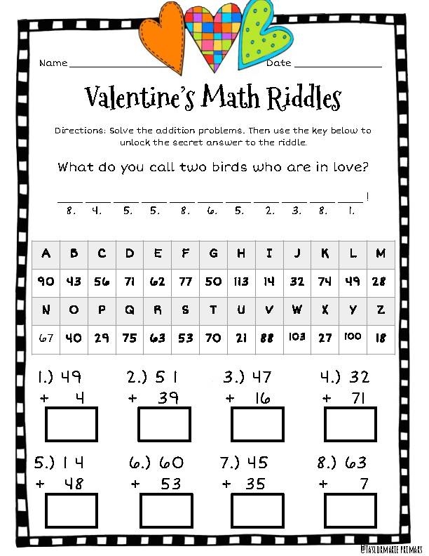 Third grade math worksheet featuring a riddle about addition and subtraction with lobsters