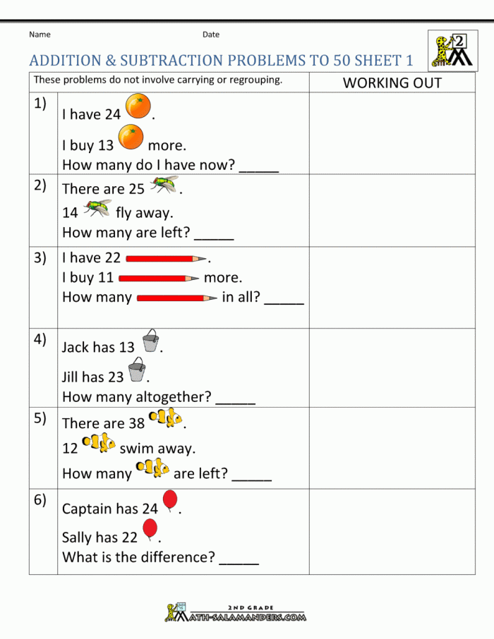 Third grade student solving an addition and subtraction word problem worksheet