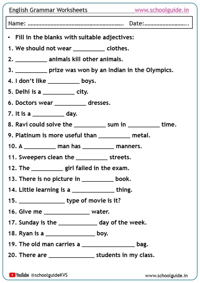 Reading worksheet for Third Grade Worksheet for third graders focusing on writing with adjectives to enhance sensory details. Visual representation of comparing sentences with and without sensory words.