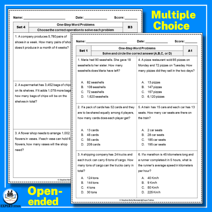Two Step Multiplication Word Problems Worksheet for 3rd Grade Page 10 Third grade math worksheet featuring multi-step multiplication word problems on two pages