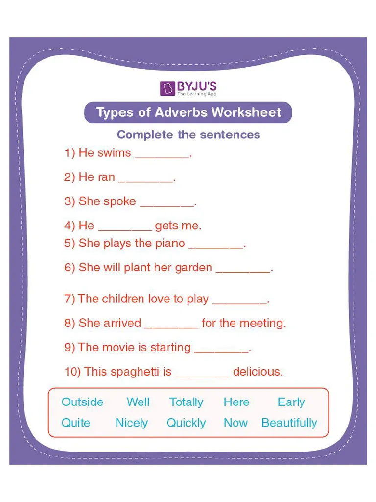 Types of Adverbs Handout worksheet fourteen for third grade geography class Third grade geography students reviewing a colorful handout about different types of adverbs