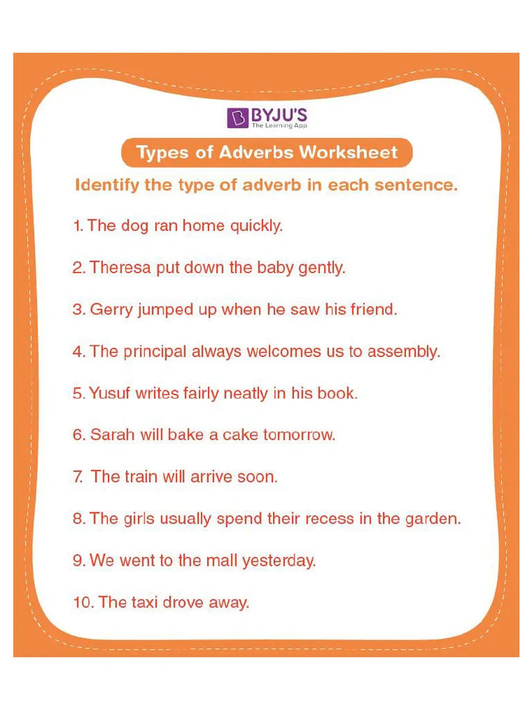 Types of Adverbs Handout Worksheet 22 Third grade types of adverbs educational handout for geography lessons