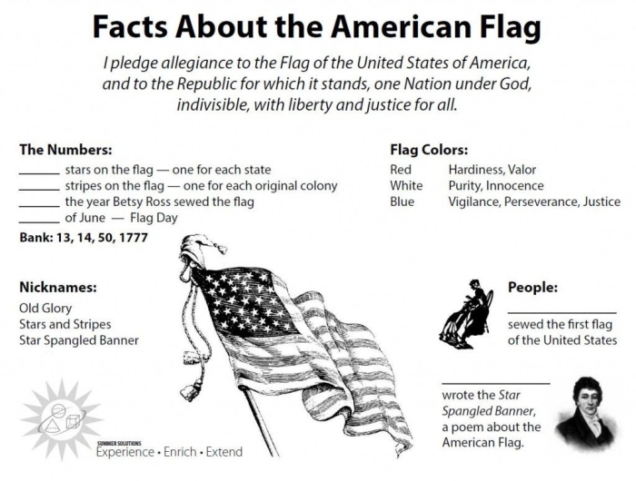 History of the American flag worksheet for third-grade students exploring its significance