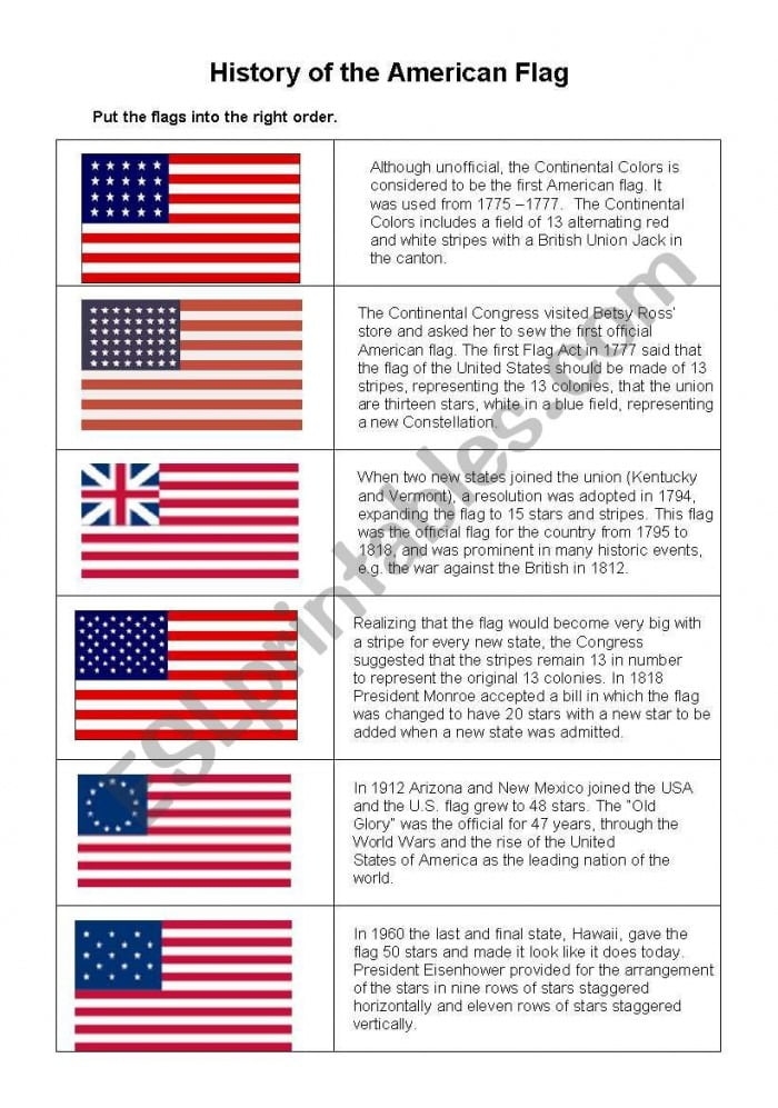Third grade students learning about the historical evolution of the American flag in a social studies worksheet