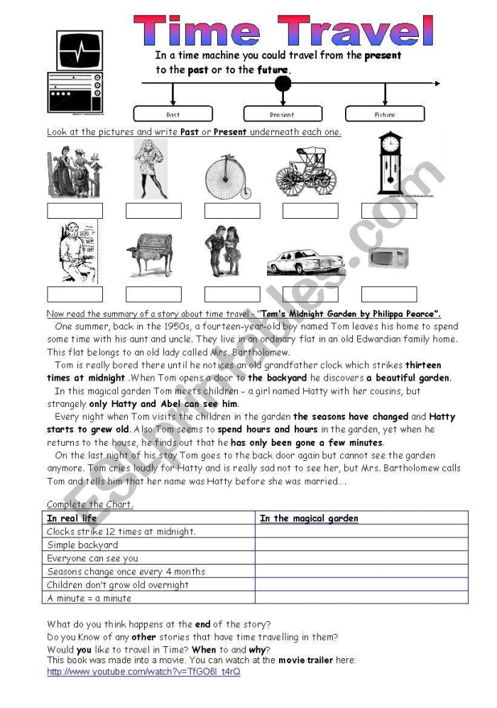 Third grade time telling worksheet showing elapsed time problems with an analog clock illustration 16