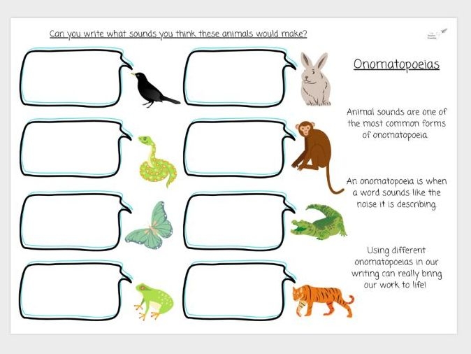 Explore sounds made by animals with this engaging onomatopoeia activity Animal onomatopoeias worksheet featuring a fun puzzle for third graders