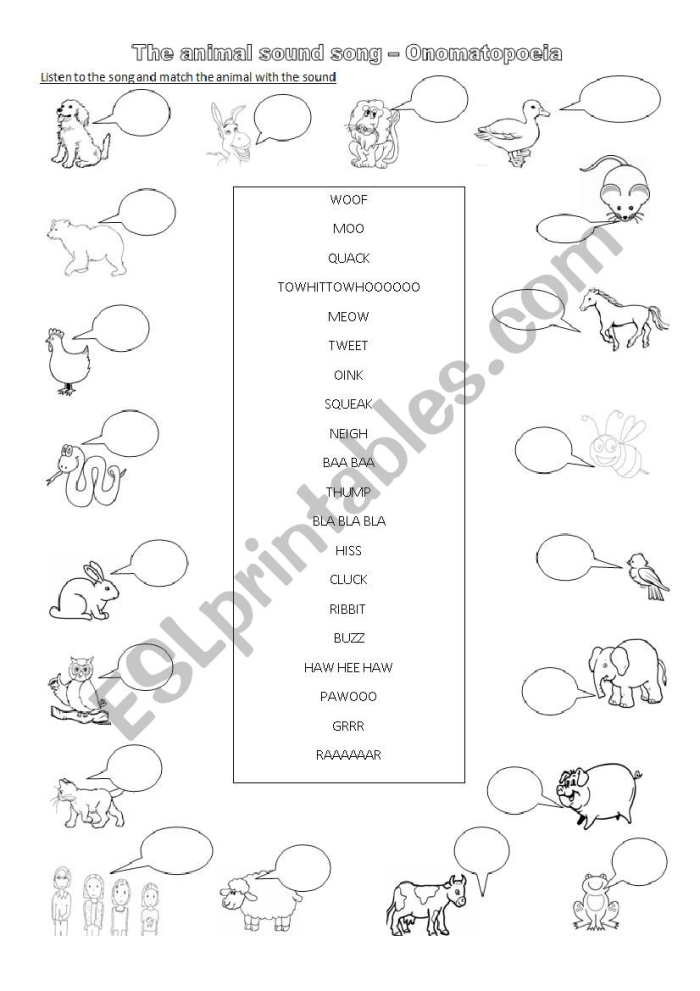 Explore the sounds animals make with this engaging worksheet activity Animal onomatopoeias worksheet featuring a fun puzzle for third graders