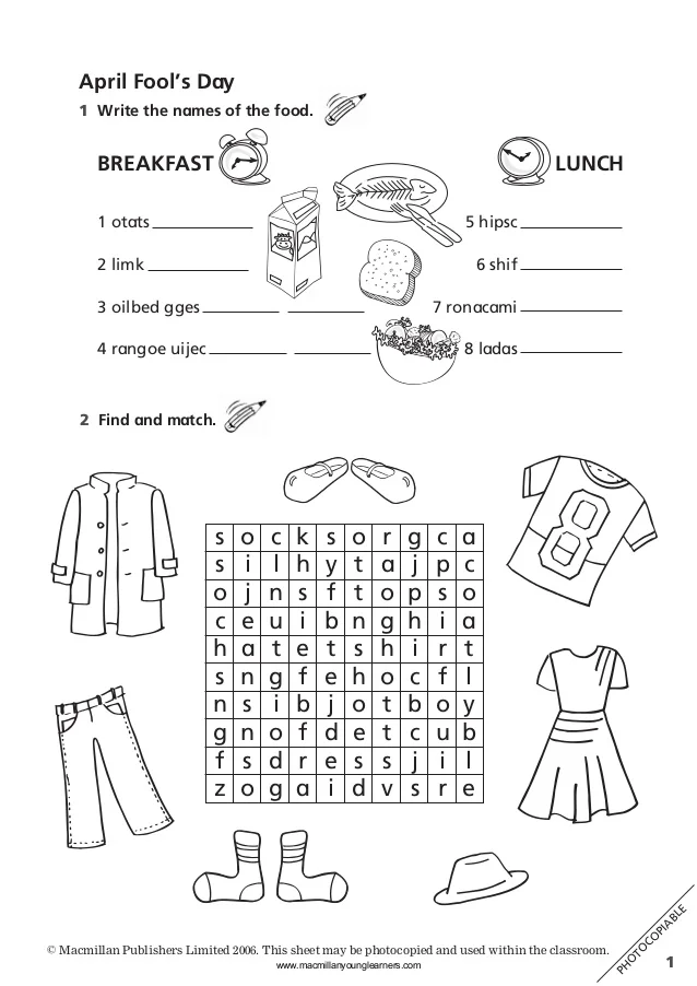 April Fools' Day hoaxes reading comprehension worksheet for third graders