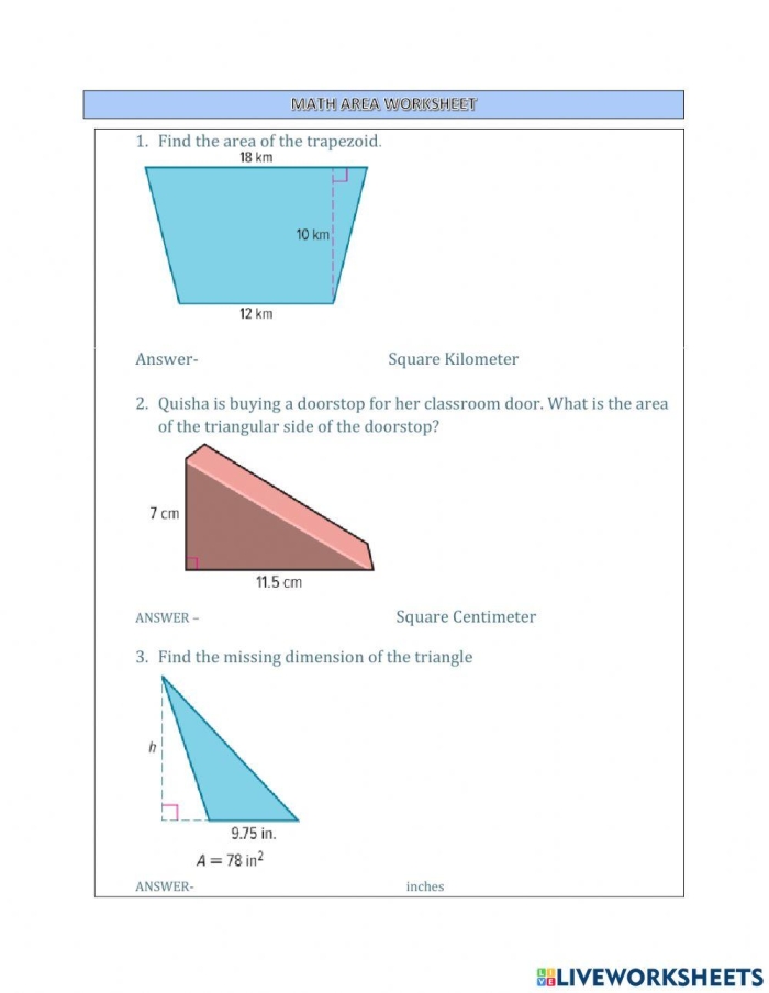 Introduction to Area worksheet for third-grade students focusing on decimals An engaging worksheet designed to help third graders learn about area concepts