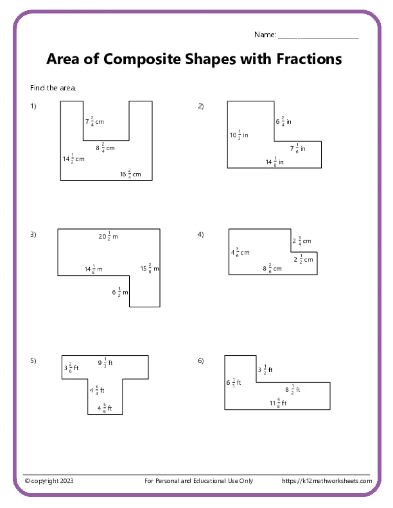 worksheet featuring the Shady Shapes area activity for third graders