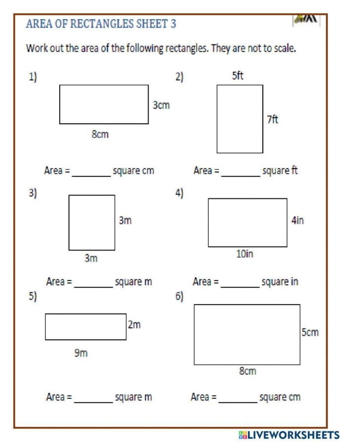 Third grade math worksheet showing basketball court shapes for calculating area in square units